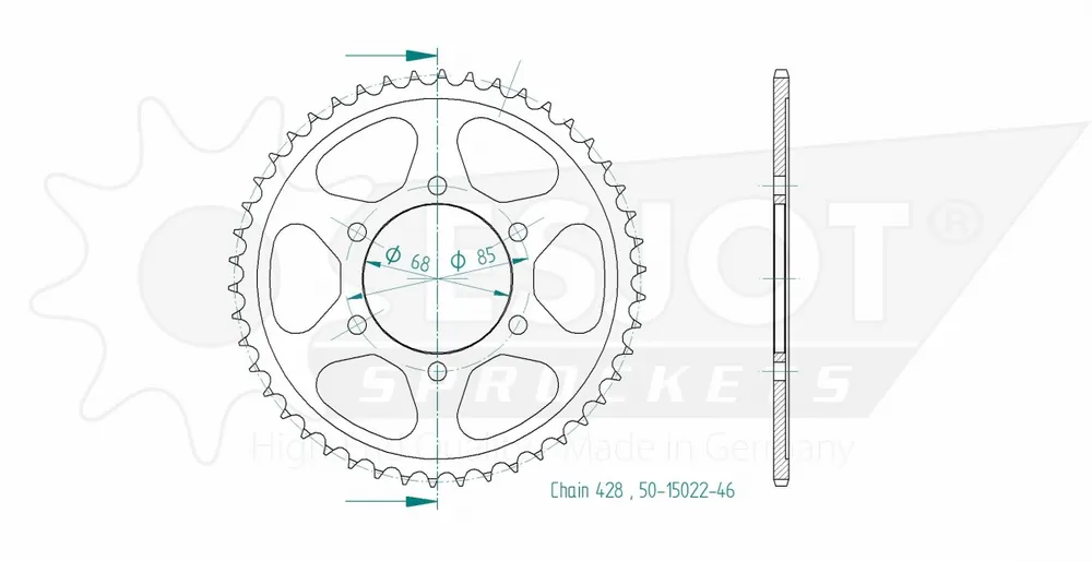 Authentiek ESJOT - REAR STEEL 46T, 428 - Sprockets - 46T