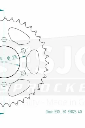 Snelle Levering ESJOT - REAR STEEL 40T, 530 - Sprockets - Compatible met Kawasaki Z 500 b en Z 650