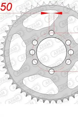 Authentiek AFAM - REAR STEEL 49T, 428 - Sprockets - Hoogwaardige staalconstructie
