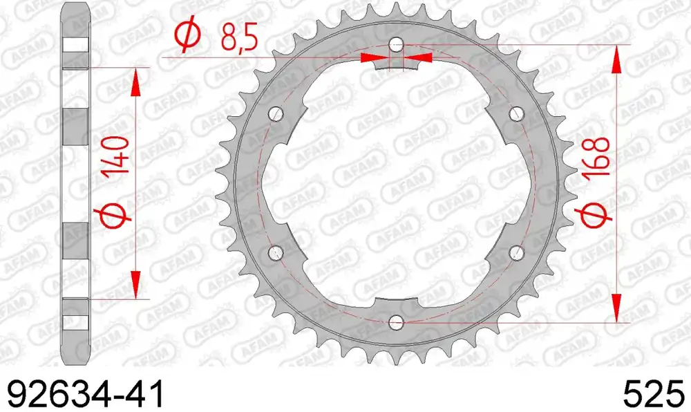 AFAM - REAR STEEL 41T, 525 8.5MM - Sprockets - Geschikt voor BMW Korting