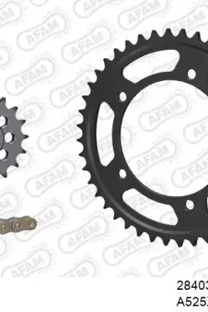 Limited Edition AFAM - 525XHR3 112 MRS (RIVET) GOLD & SPROCKETS - Chain Kits - STEEL