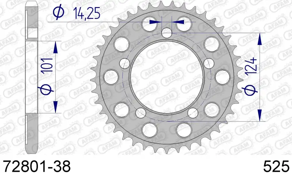 AFAM - REAR ALU 38T, 525 - Sprockets - Lichtgewicht en Duurzaam Finale Uitverkoop