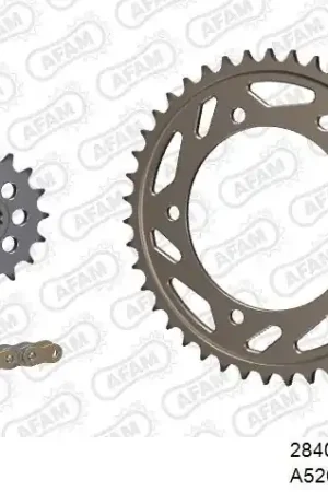 Exclusief AFAM - 520XSR 110 MRS (RIVET) GOLD & SPROCKETS - Chain Kits - ALU