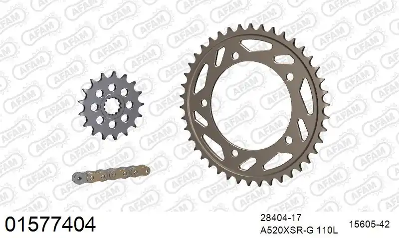 Exclusief AFAM - 520XSR 110 MRS (RIVET) GOLD & SPROCKETS - Chain Kits - ALU