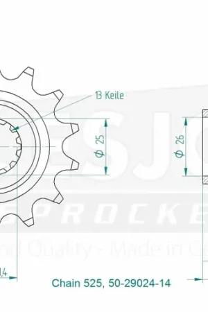 ESJOT - FRONT 14T, 525 - Sprockets - Compatibel met Kawasaki ZX6R Lage Kosten