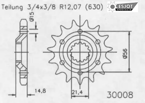 ESJOT - FRONT 15T, 630 - Sprockets - Geschikt voor Kawasaki Veilige Betaling