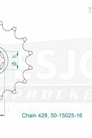 ESJOT - FRONT 16T, 428 - Sprockets - 16T Gecertificeerd