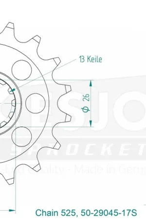Express Levering ESJOT - FRONT 17T, LIGHT, 525 - Sprockets - Lichtgewicht ontwerp