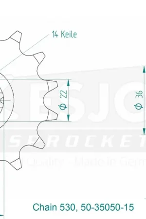 ESJOT - FRONT 15T, 530 - Sprockets - Compatibel met Ducati 1200 en 1260 Wereldwijde Verzending