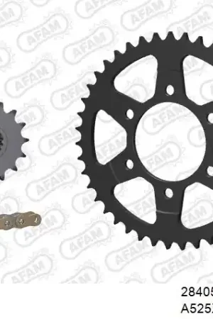 AFAM - 525XHR3 112 MRS (RIVET) GOLD & SPROCKETS - Chain Kits - STEEL In De Mode