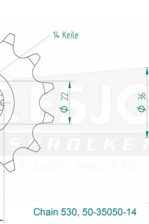ESJOT - FRONT 14T, 530 - Sprockets - Compatibel met Ducati Voordeelprijs
