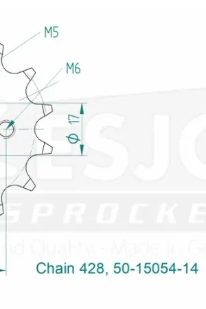 ESJOT - FRONT 14T, 428 - Sprockets - Geschikt voor diverse modellen Must-Have