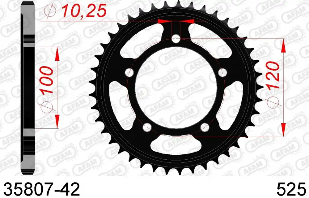 Exclusief AFAM - REAR STEEL 42T, 525 - Sprockets - Staal