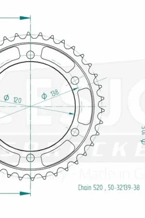 Betaalbaar ESJOT - REAR STEEL 38T, 520 - Sprockets - Compatibel met Honda