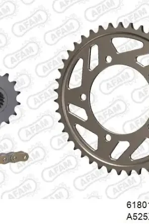 AFAM - 525XHR3 110 MRS (RIVET) GOLD & SPROCKETS - Chain Kits - ALU Speciale Aanbieding