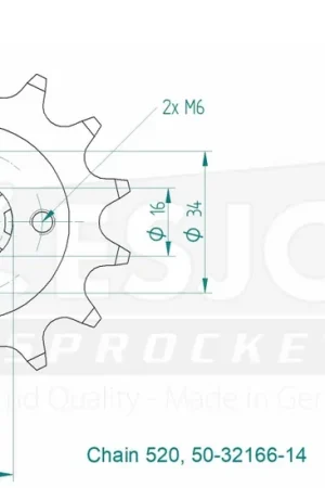 Seizoensaanbieding ESJOT - FRONT 14T, 520 - Sprockets - 14T