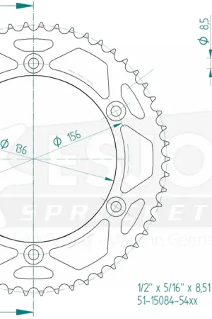ESJOT - REAR ALU 54T, 428 - Sprockets - Aluminium Geld-Terug-Garantie
