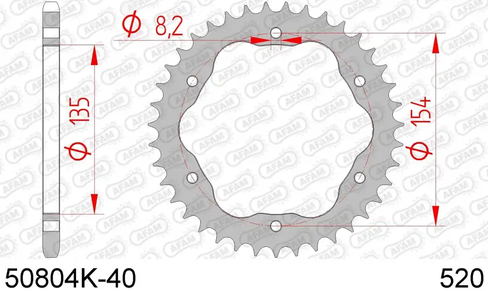 Dagaanbieding AFAM - REAR STEEL 40T, 520 BLACK - Sprockets - Hoogwaardige staalconstructie