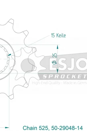 Populair ESJOT - FRONT 14T, 525 - Sprockets - 14T, 525