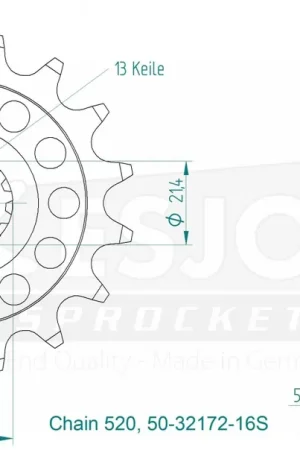 Gratis Verzending ESJOT - FRONT 16T, LIGHT, 520 - Sprockets - Lichtgewicht ontwerp