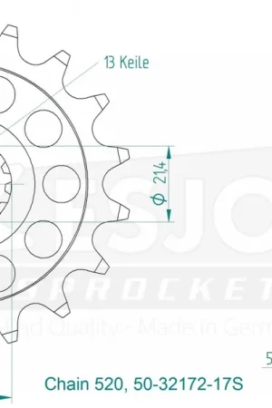 Direct Beschikbaar ESJOT - FRONT 17T, LIGHT, 520 - Sprockets - Compatibel met Honda