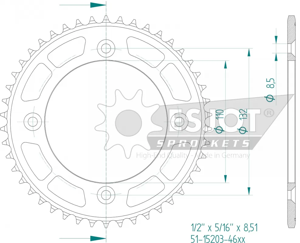 Hoge Kwaliteit ESJOT - REAR ALU 46T, 428 - Sprockets - Lichtgewicht & Duurzaam