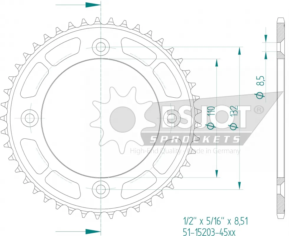 ESJOT - REAR ALU 45T, 428 - Sprockets - Lichtgewicht en duurzaam Professioneel