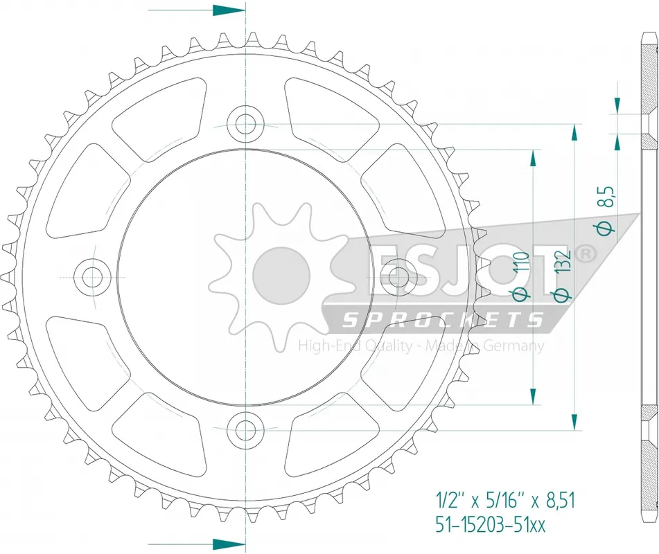 Meest Verkocht ESJOT - REAR ALU 51T, 428 - Sprockets - Lichtgewicht en duurzaam