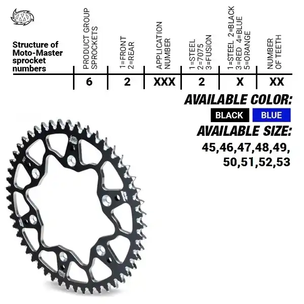 MOTO MASTER - REAR ALU 47T - Sprockets - BLACK 520 Modern