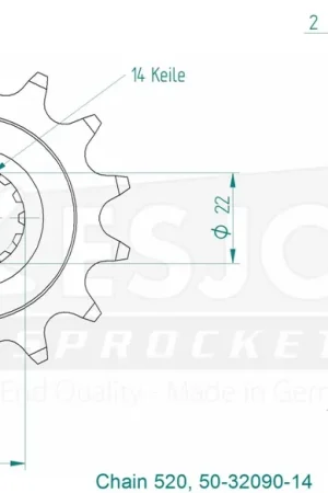 ESJOT - FRONT 14T, 520 - Sprockets - 14T Populair