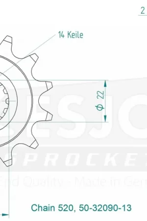 ESJOT - FRONT 13T, 520 - Sprockets - 13T Modern
