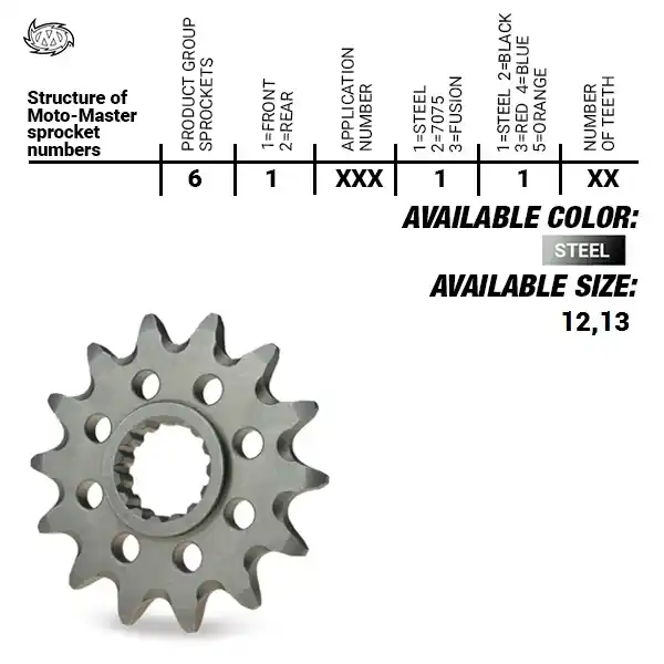 MOTO MASTER - FRONT STEEL 12T, 520 - Sprockets - 12T Staal Koopje