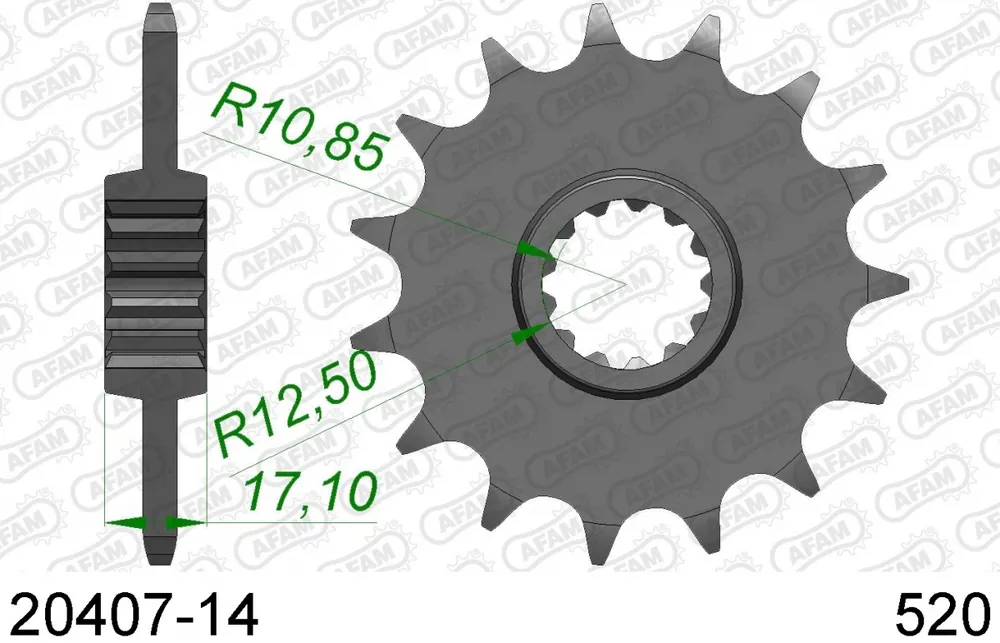 Budget AFAM - FRONT 14T, 520 - Sprockets - 14T