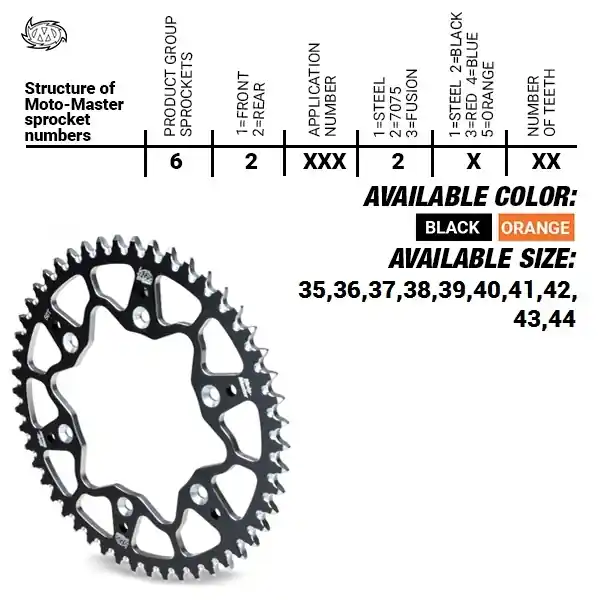 Exclusief MOTO MASTER - REAR ALU 41T, BLACK, 415 - Sprockets - Alu 41T