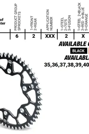 Must-Have MOTO MASTER - REAR ALU 44T, BLACK, 415 - Sprockets - Aluminium 44T