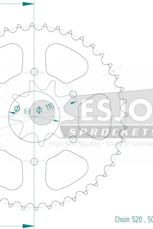 ESJOT - REAR STEEL 44T, 520 - Sprockets - Hoogwaardige staalconstructie Bulkbestelling