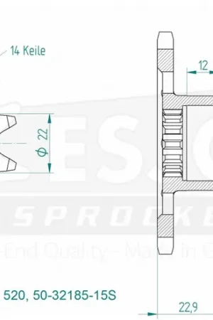 ESJOT - FRONT LIGHT 15T, 520 - Sprockets - Compatibel met Mvagusta 675 brutale Luxe