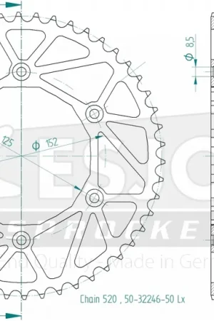 Bestel Nu ESJOT - REAR ALU 50T, 520 - Sprockets - BLACK