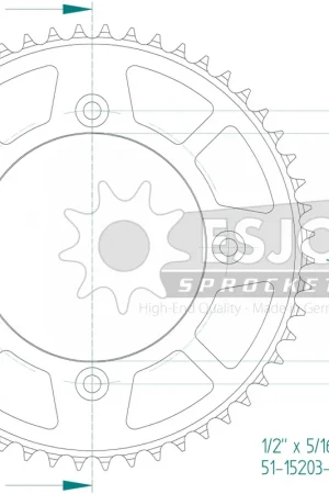 Beperkte Voorraad ESJOT - REAR ALU 52T, 428 - Sprockets - Aluminium
