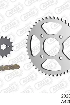 Tijdelijk Beschikbaar AFAM - 428XMR2 128 AR (CLIP) GOLD & SPROCKETS - Chain Kits - Compatibel met Honda CBR 125 R