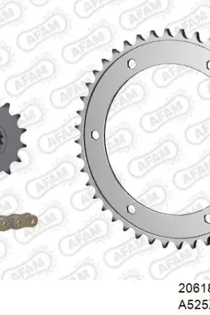 AFAM - 525XHR3 110 MRS (RIVET) GOLD & SPROCKETS - Chain Kits - STEEL Uitverkoop