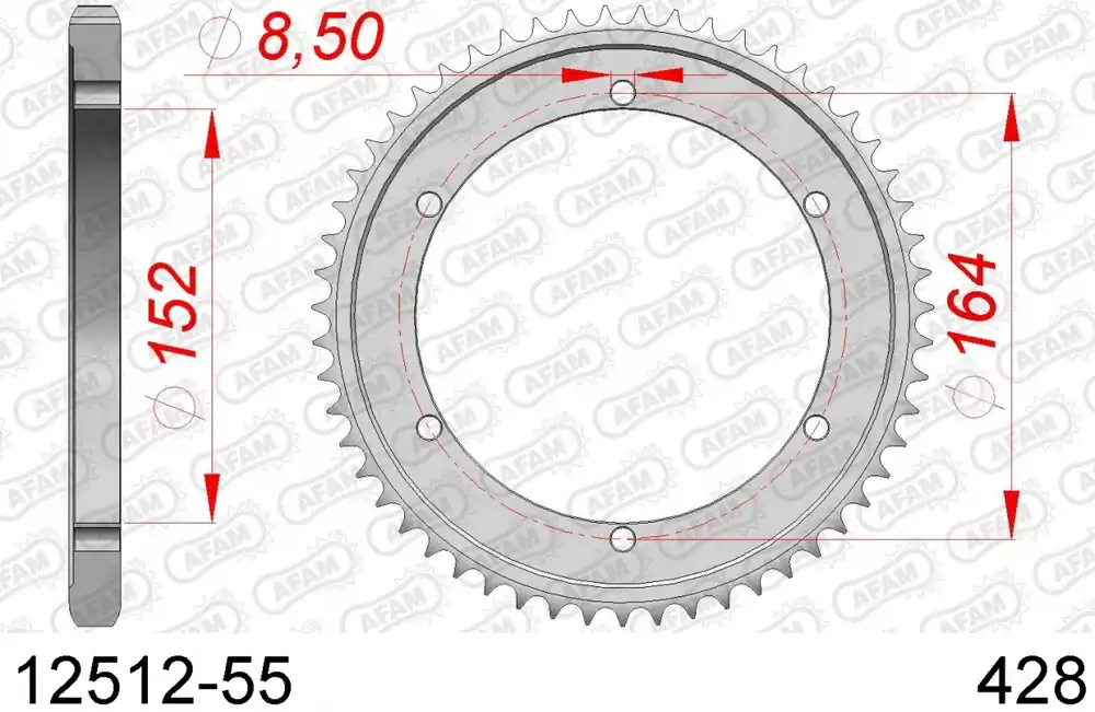 Dagaanbieding AFAM - REAR STEEL 55T, 428 - Sprockets - Compatibel met Yamaha