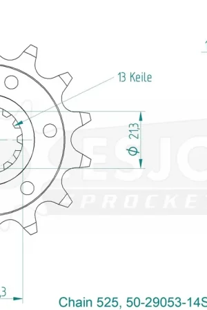 ESJOT - FRONT LIGHT 14T, 525 - Sprockets - Geschikt voor Benelli Exclusieve Aanbieding
