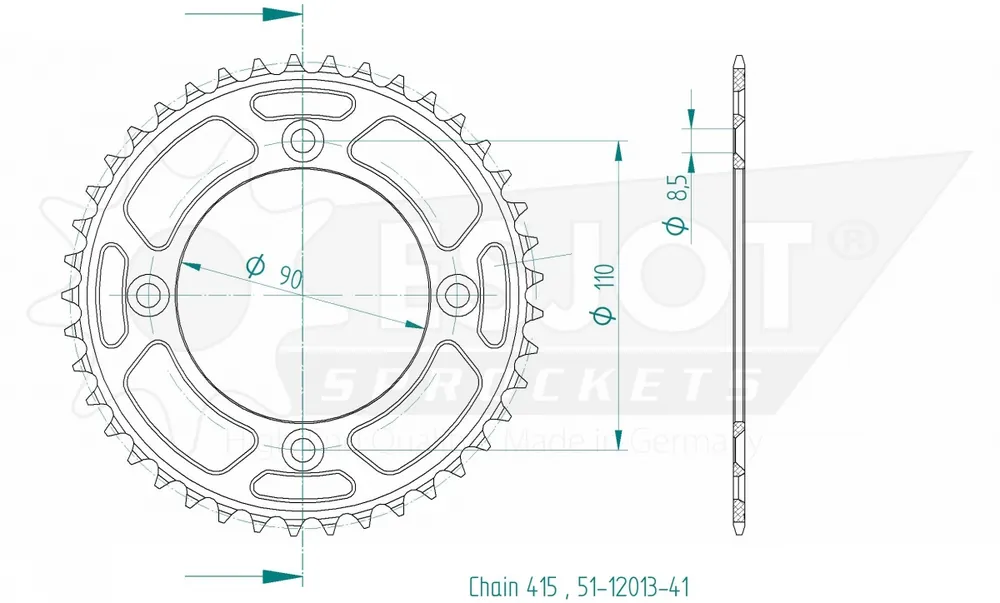 Direct Verzonden ESJOT - REAR ALU 41T, 415 - Sprockets - Geschikt voor Husqvarna en KTM