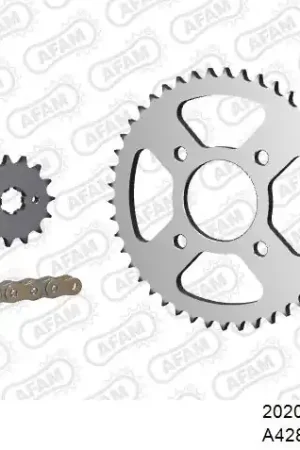 Limited Edition AFAM - 428XMR2 122 AR (CLIP) GOLD & SPROCKETS - Chain Kits - Compatibel met Honda