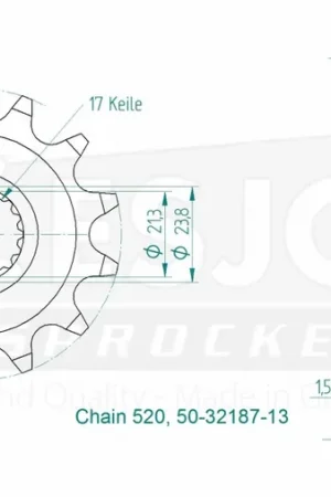 Hoge Kwaliteit ESJOT - FRONT 13T, 520 - Sprockets - Compatibel met Honda CRF 250R