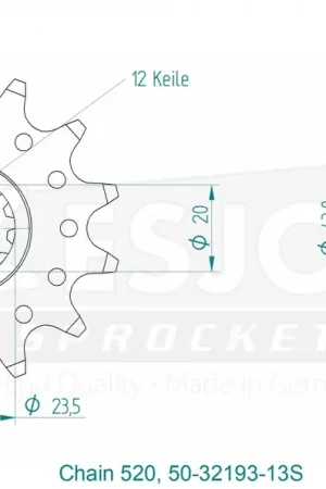 ESJOT - FRONT 13T, LIGHT, 520 - Sprockets - Compatibel met Honda CRF 450L Beperkte Voorraad