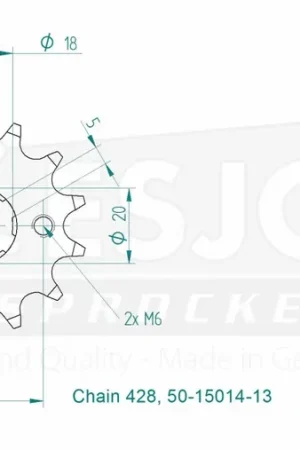ESJOT - FRONT 13T, 428 - Sprockets - Geschikt voor Honda Cb 125 k5 Tijdelijk Beschikbaar