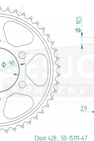 ESJOT - REAR 47T, 428 - Sprockets - Compatibel met Honda Cb 125 R Origineel