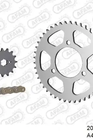 AFAM - 420R1 122 AR (CLIP) GOLD & SPROCKETS - Chain Kits - STEEL Direct Verzonden